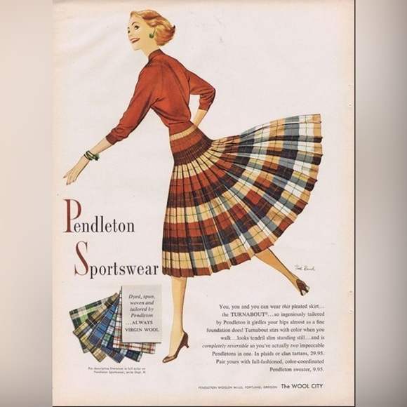 Vintage Pendleton Turnabout reversible wool pleated skirt.!! Measurements photos - Picture 2 of 12